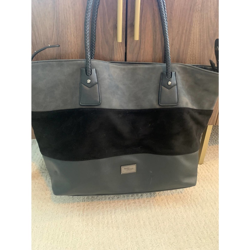 David Jones Gray/Black Large Tote Bag